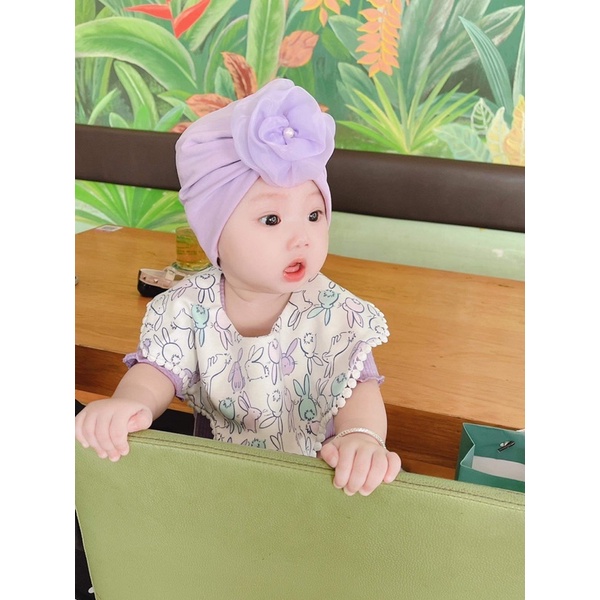 Turban cho bé ( mẫu hoa xinh xắn 4-7kg.6-9kg)