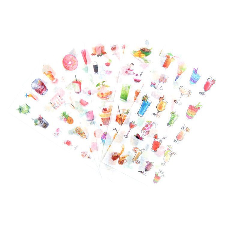 (Lẻ Tấm) Ảnh Dán Sticker hoạt tiết Đò Ăn Cây Cảnh Ấn Cổ Trang dễ thương độc đáo trang trí sách ảnh nhật ký nhiều mẫu