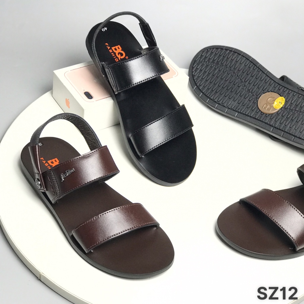 Sandal nam BQ ❤️FREESHIP❤️ Dép quai hậu nam da bò quai lật trẻ trung SDSZ12