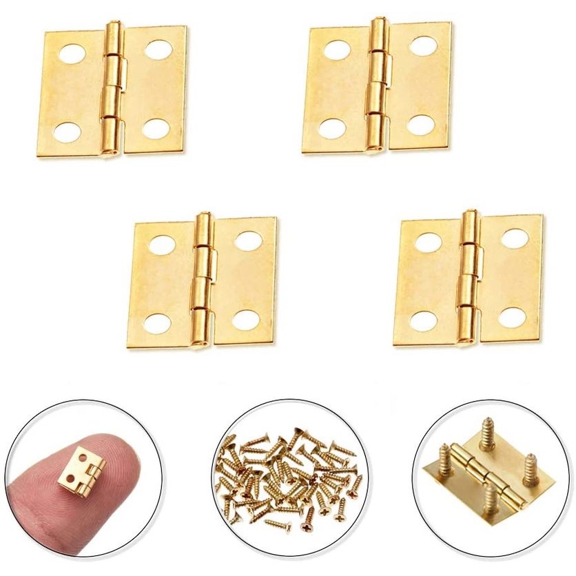 Set 10 Bản Lề Mini Bằng Đồng Nguyên Chất Kèm Đinh Tán Cho Hộp Gỗ / Hộp Đựng Trang Sức Diy