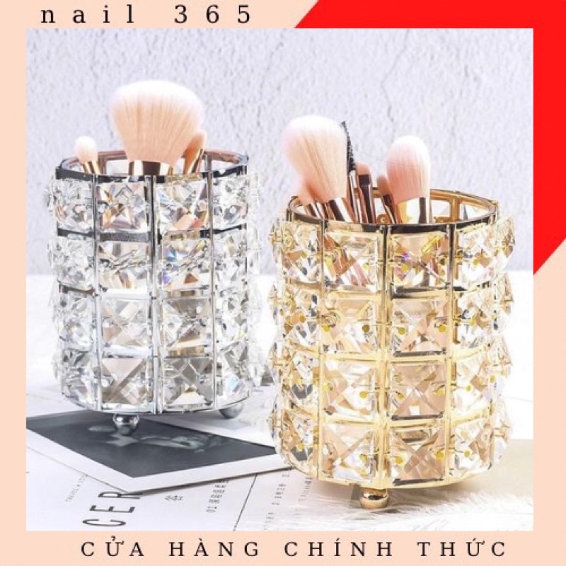 Cốc đựng cọ đính đá cai cấp ( phụ kiện nail - mi )