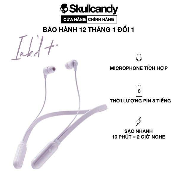 [Mã 2404EL10K giảm 10K đơn 20K] Tai Nghe Nhét Tai Bluetooth Skullcandy Ink'd+ Wireless