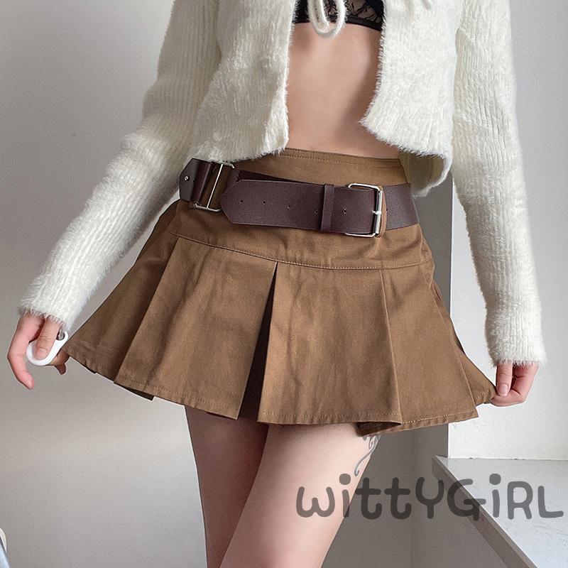 Chân Váy Chữ A Lưng Cao Xếp Ly Màu Trơn Thời Trang Cho Nữ | BigBuy360 - bigbuy360.vn