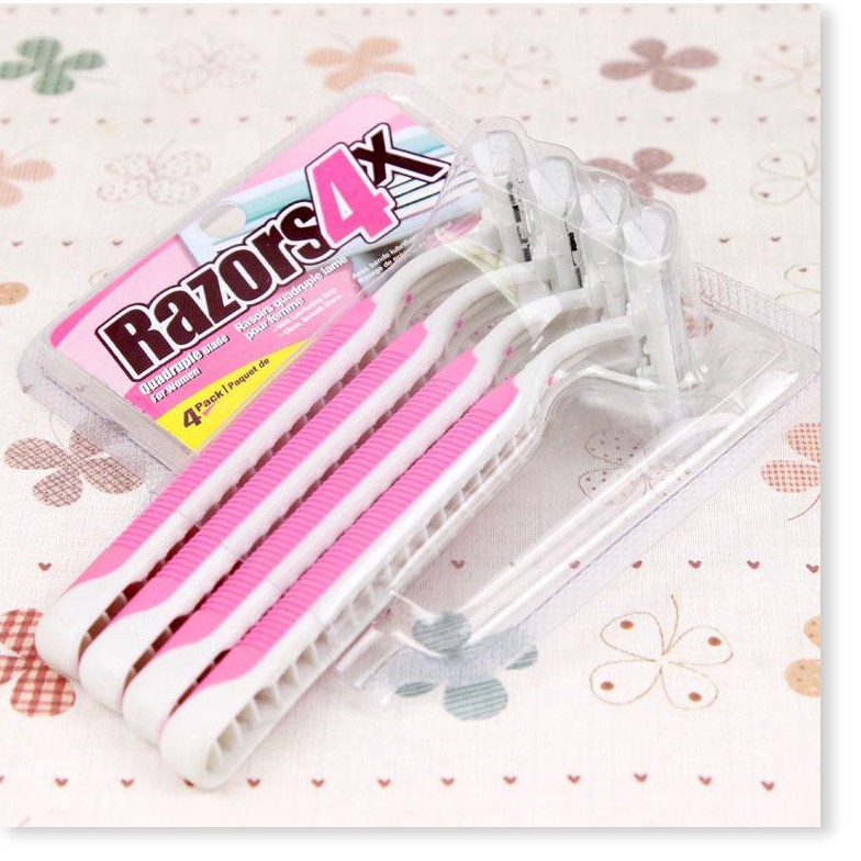 Dao cạo râu 🎉SALE ️🎉 4 Cây dao cạo râu Razors hệ thống 3 lưỡi sắc bén, thông minh, tránh những tổn thương trên da 5374