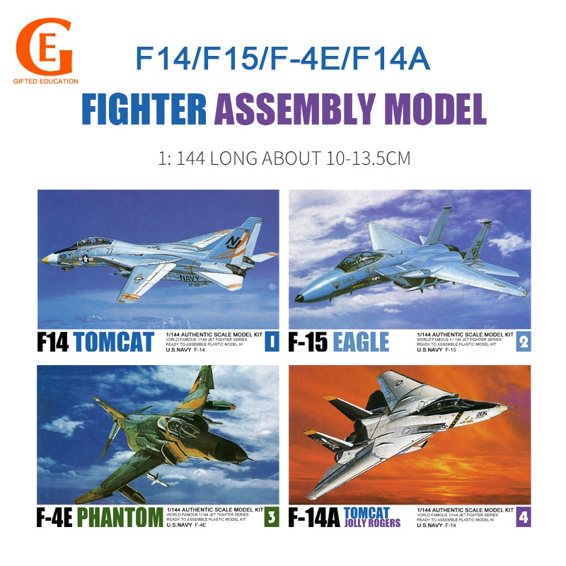 Mô hình máy bay chiến đấu USA F14 Tomcat F15 F-4E tỉ lệ 1/144