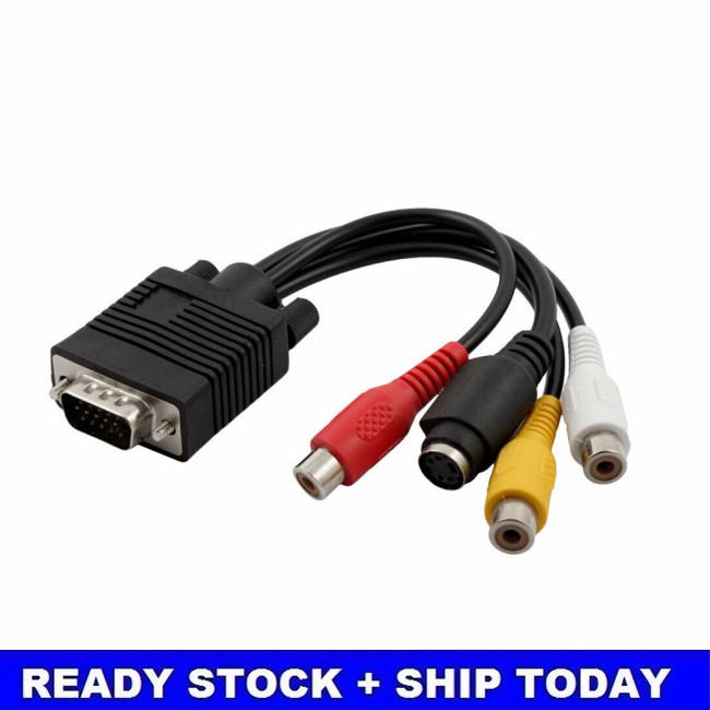 [IFY] VGA to S-Video Terminal Adapter Cable AV Converter Audio Video Adaptor Lotus head 3RCA