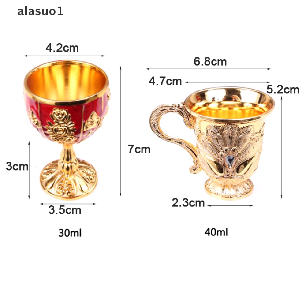 [alasuo1] Cốc Uống Rượu Vang Vàng Nhỏ Sáng Tạo Kiểu Châu Âu Cổ Điển 30ML Dành Cho Quán Bar / Nhà Ở