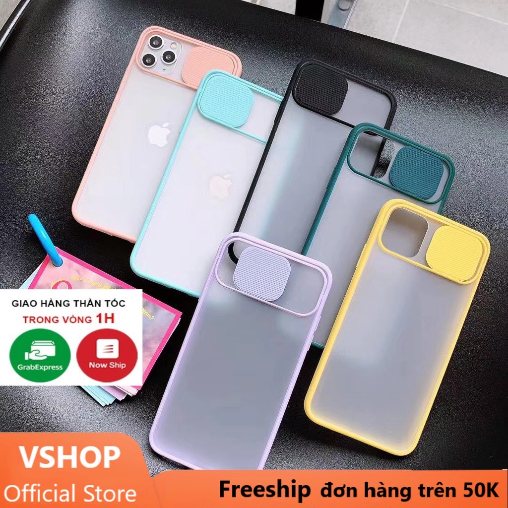 Ốp iPhone nắp trượt bảo vệ camera silicon dẻo 7/8/7Plus/8plus/X/XS/Xs Max/XR/11/12Promax