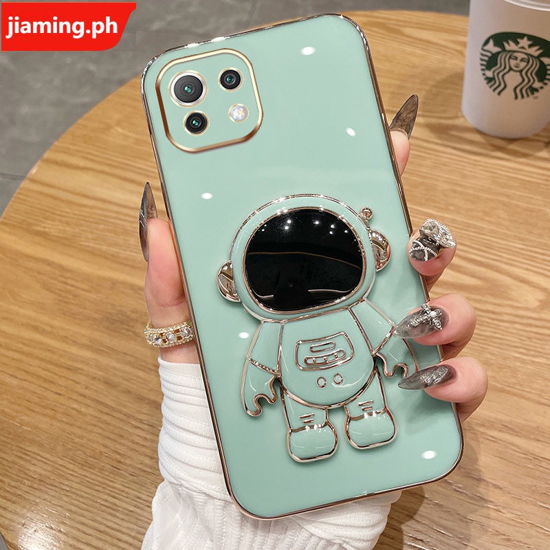Ốp Điện Thoại Mềm Mạ Điện Hình Phi Hành Gia 3D Có Giá Đỡ Cho Xiaomi 11 Lite 4G 11 Lite 5G