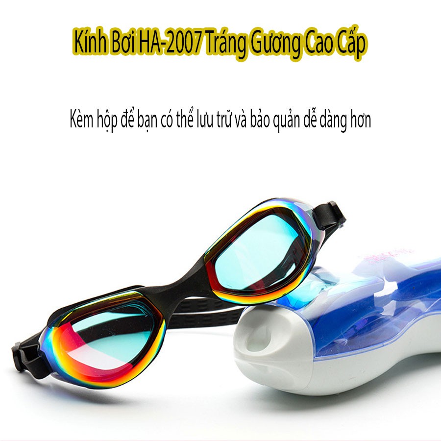 [RẺ VÔ ĐỊCH] Kính Bơi Dành Cho Người Lớn HA-2007 Tráng Gương, Kèm Bịt Tai Cao Cấp