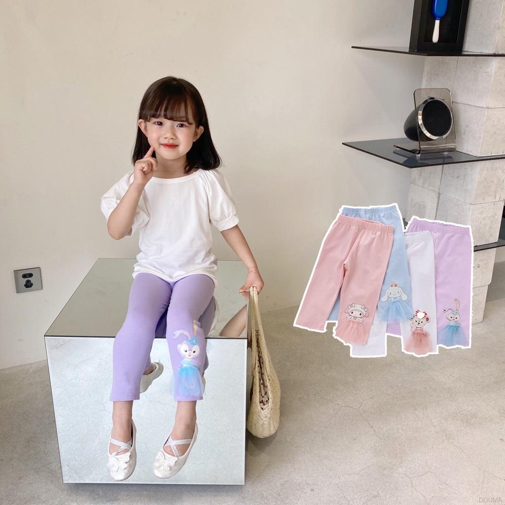 Quần legging mỏng hoạ tiết hoạt hình 3 chiều xinh xắn thời trang thu hè Hàn Quốc bé gái