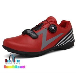 Giày đạp xe không cá Speed 1 khóa vặn màu đỏ