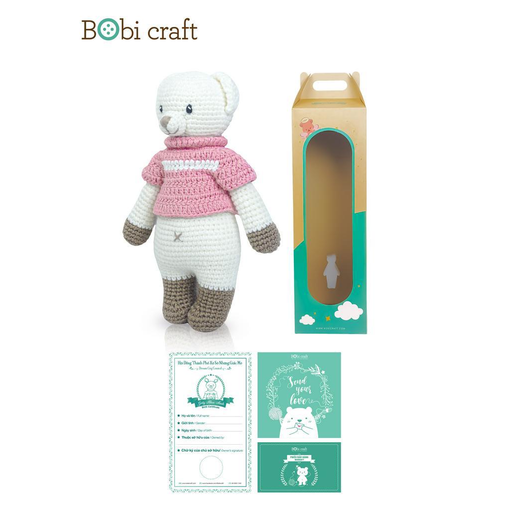 [ fullbox-chính hãng-bảo hành trọn đời] Thú bông len Bobi Craft - Gấu Lizzie đứng M - Đồ chơi an toàn quà tặng bé
