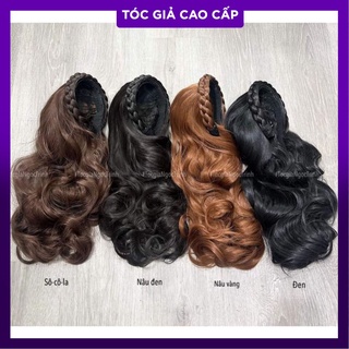 Tóc giả nửa đầu 3/4 đính bờm tóc tết [SIÊU SALE] đủ màu phù hợp với các màu tóc thật
