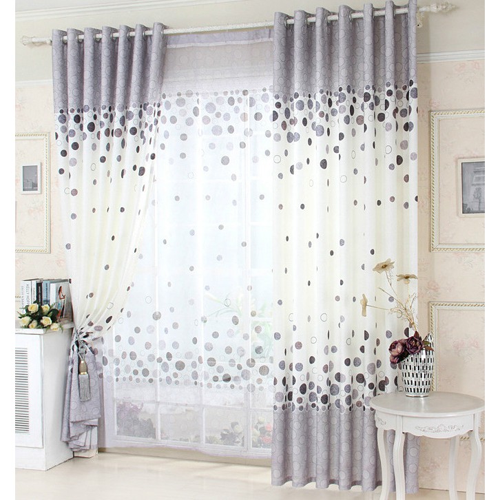 Rèm vải họa tiết chấm bi ( 1m x 2.7m ; 2m x 2.7m ; 3m x 2.7m )