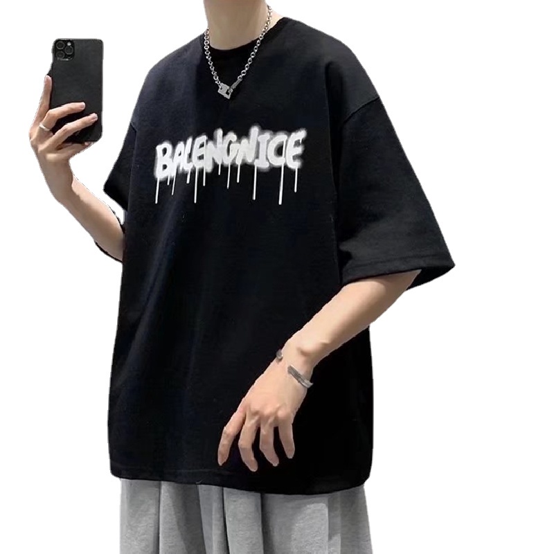 Áo Thun Mùa Hè Dáng Suông Cổ Tròn In Họa Tiết Chữ Phong Cách Hàn Quốc Thời Trang Cho Nam Và Nữ size M-8XL