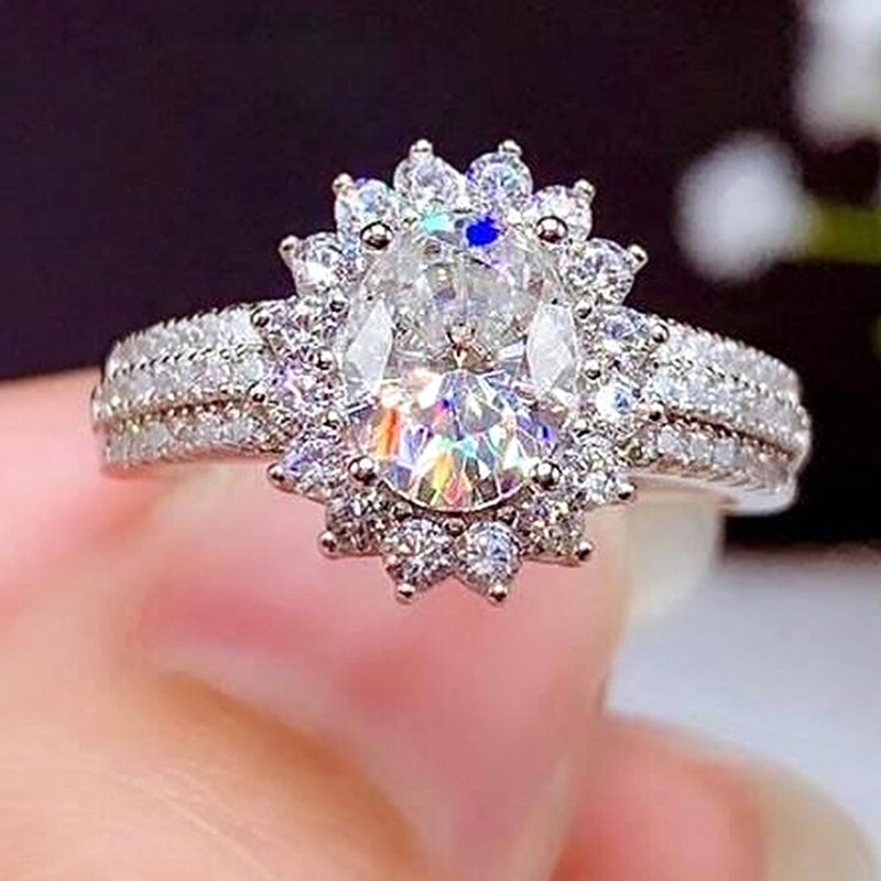 Nhẫn Đính Hôn Đính Đá Zircon Lấp Lánh Sang Trọng Dành Cho Nữ