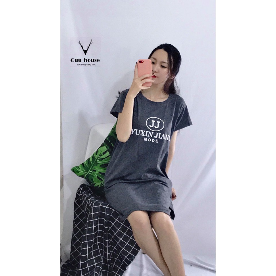 [Mã FAMAYWA2 giảm 10K đơn 50K] Đầm suông nữ JJ túi eo cổ tròn chất liệu cotton tàu dày mịn form rộng dưới 65kg | BigBuy360 - bigbuy360.vn