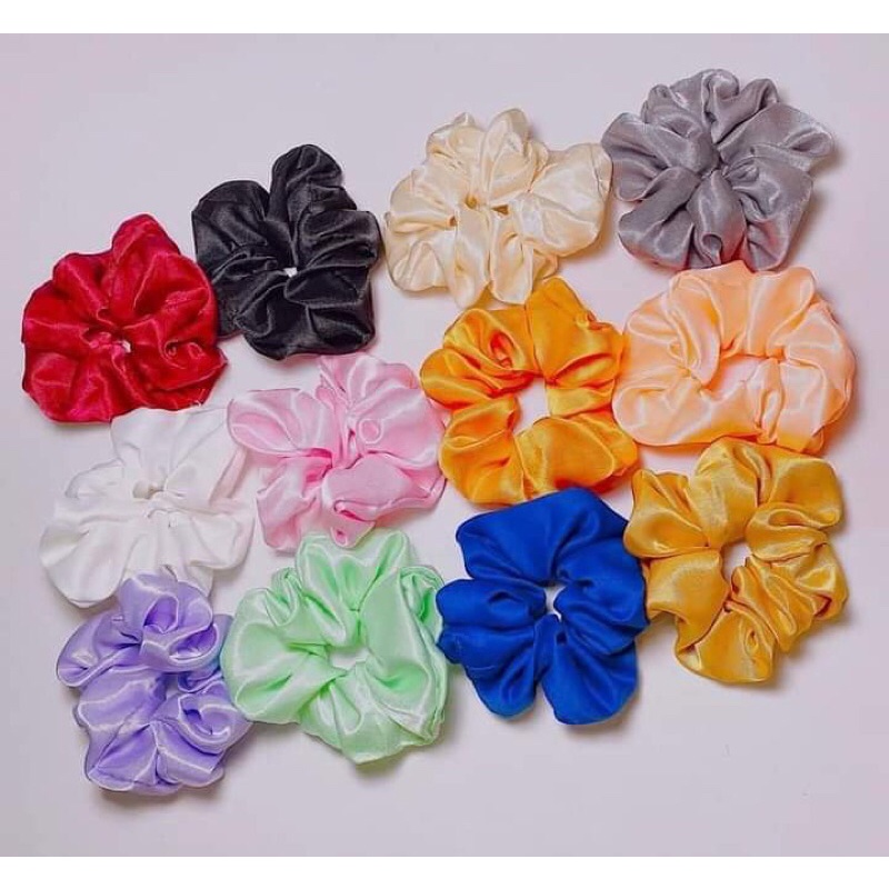 Sét 10 dây buộc tóc scrunchies màu trắng phi bóng