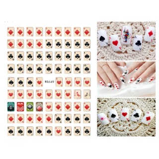 sticker lá bài trang trí nail