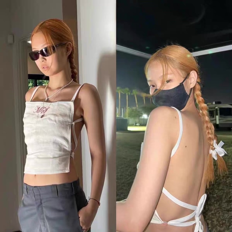 Áo yếm trắng hở lưng giống Jennie BLACKPINK