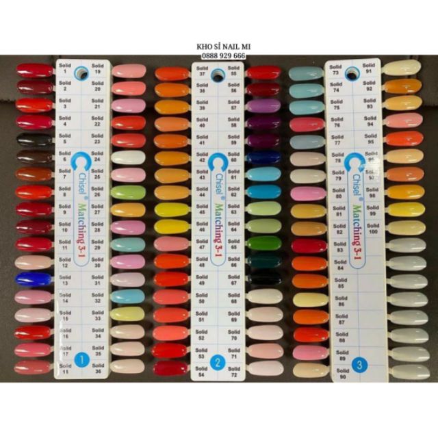 Vỉ móng mẫu swatch màu sơn/màu bột làm bảng màu - Móng mẫu bản ngang dài có 48 móng đánh số thứ tự