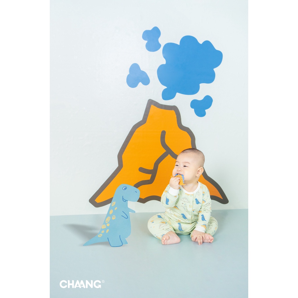 Chaang Bộ body cúc giữa dài tay bé trai Dino xanh