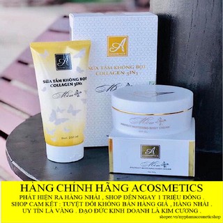 [ Hàng Chính Hãng ] Combo Kem Body Mềm Và Sữa Tắm Không Bọt Collagen Acosmetics