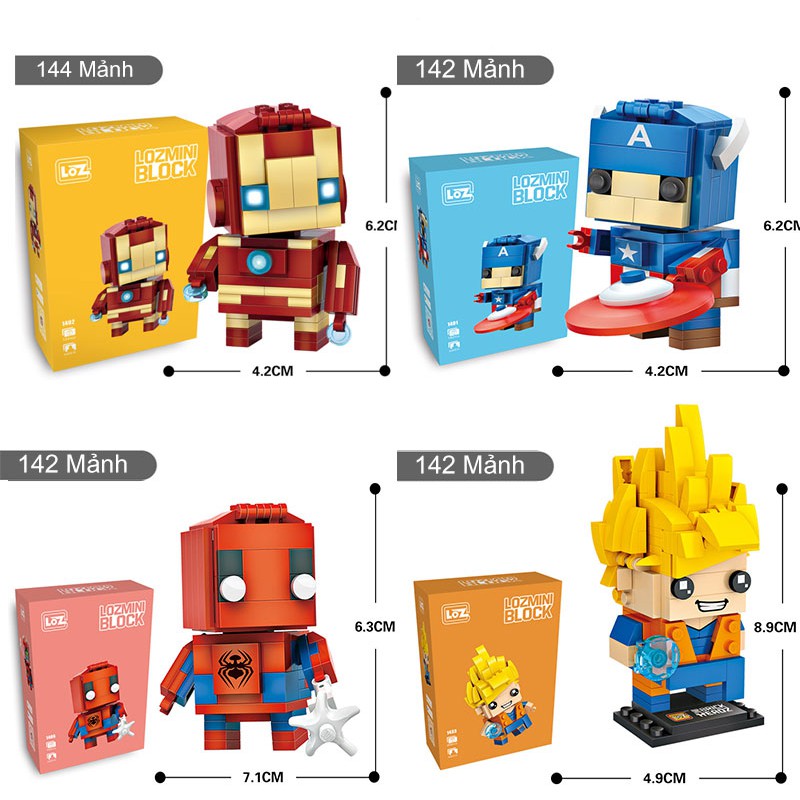 Bộ đồ chơi lắp ráp Các nhân vật hoạt hình Luffy,Zoro,Captain, Iron man,Sogoku chất liệu nhựa ABS an toàn  LegoStyle