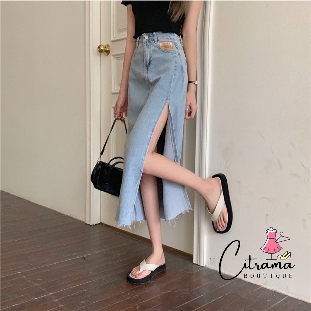 Chân váy bò xẻ tà dáng dài chân váy denim lưng cao quyến rũ cho nữ CVJ02 | BigBuy360 - bigbuy360.vn