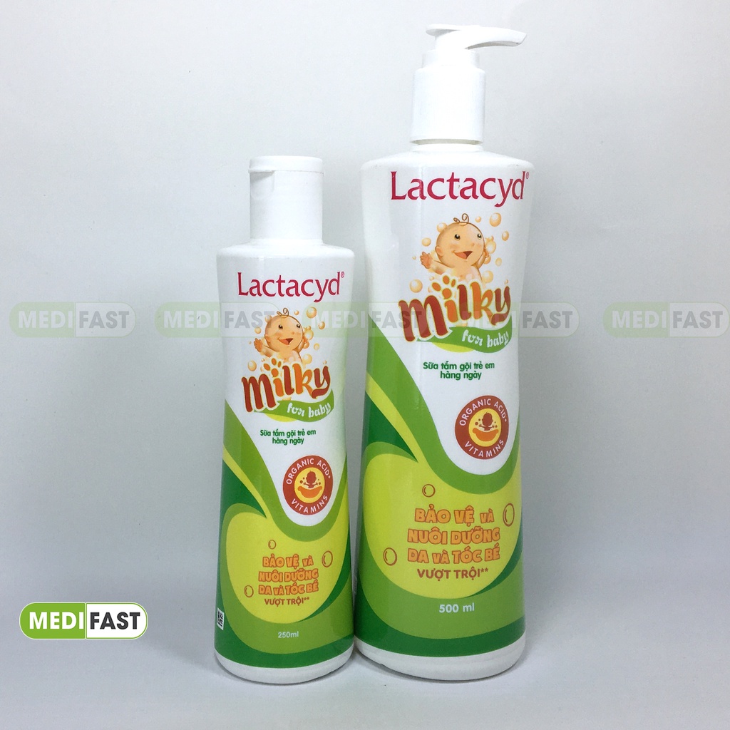 Sữa tắm gội hằng ngày cho trẻ Lactacyd Milky For Baby - An toàn cho trẻ, dưỡng ẩm da bé