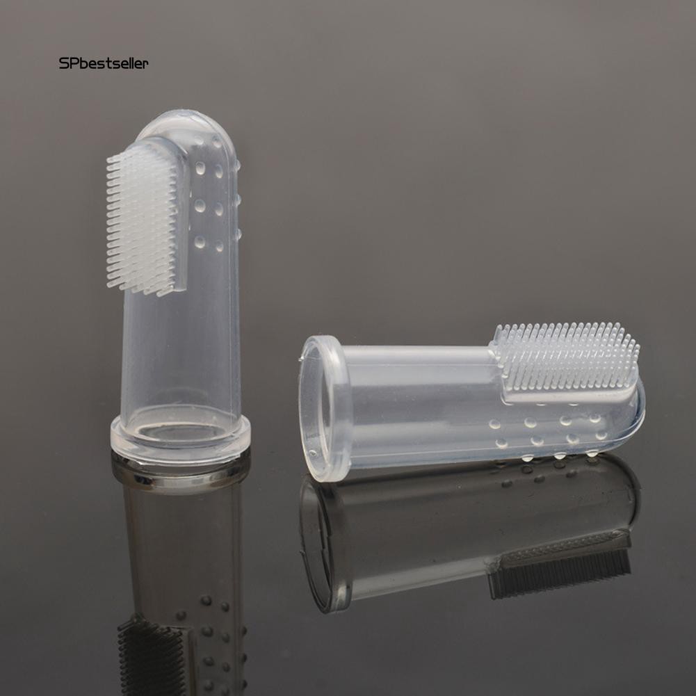 Set 2 bàn chải silicon làm sạch răng cho thú cưng