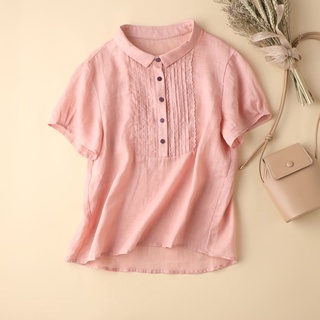 Áo sơ mi ngắn tay nữ chất đũi mềm, mịn, mát, 4 màu trẻ trung. _Mã T51