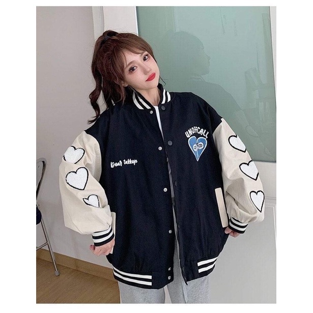 ÁO KHOÁC BOMBER JACKET Tim UNO, HiukyChất gió vs nỉ mềmhàng 1 lớp cổ, tay áo và gấu áo có bo dệt xịnfreesize 53kg