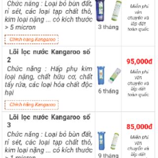 Lõi lọc thô hãng kangaroo