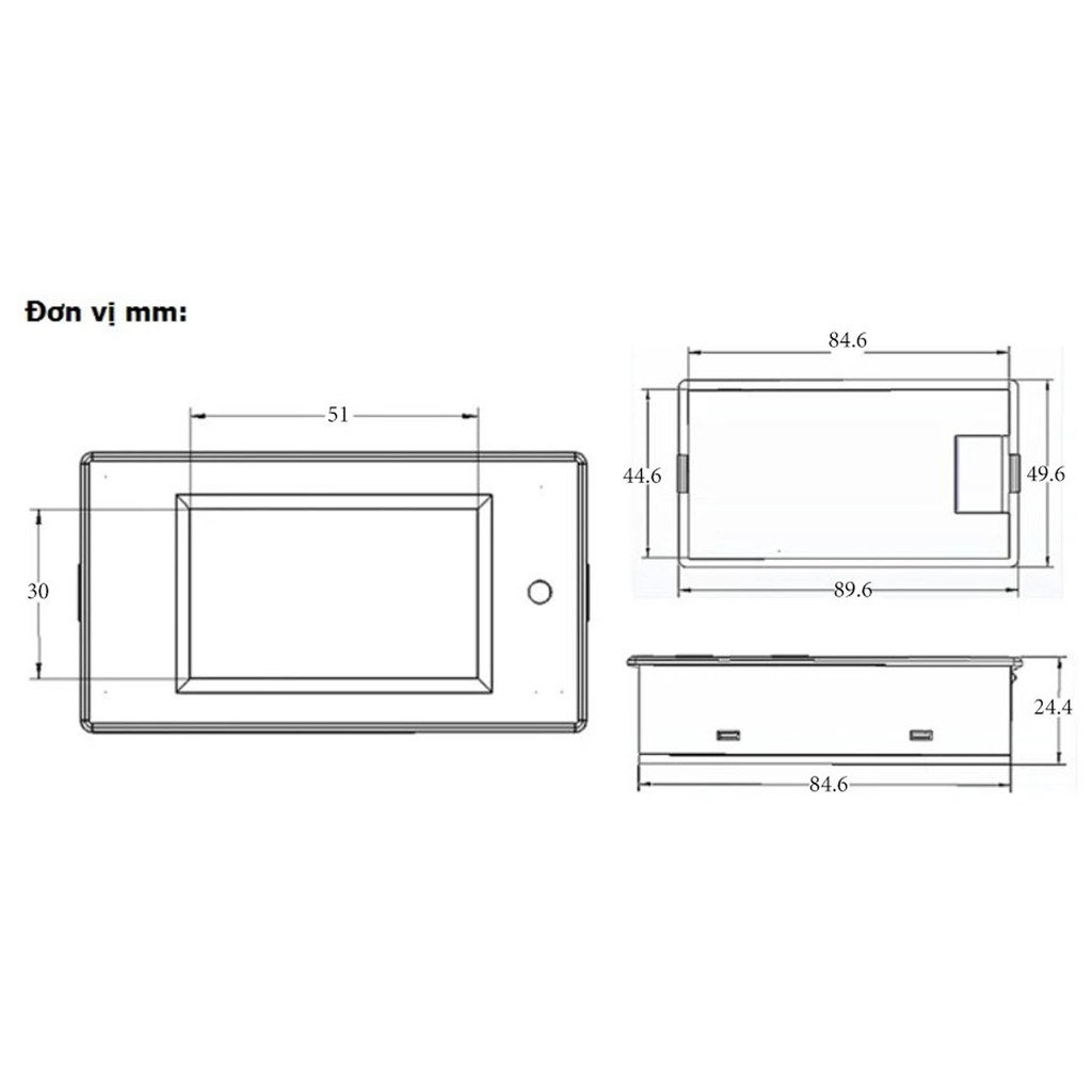 Đồng hồ đo dòng, áp, công suất, mức năng lượng DC kèm trở Shunt 50A - 100A