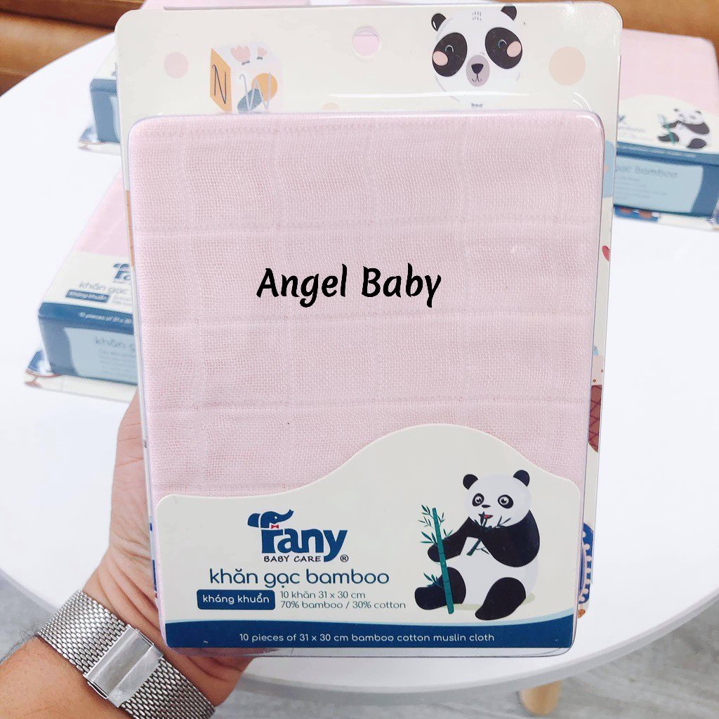 Hộp 10 Khăn Sữa Cho Bé Sợi Tre Fany Cao Cấp, Khăn Xô Kháng Khuẩn Mềm Mịm Thấm Hút Tốt, Không Xù Lông 31x31cm