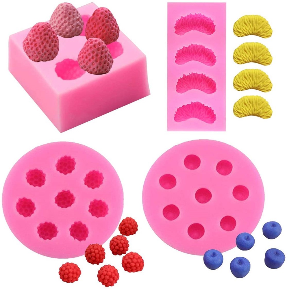 Khuôn Silicone Làm Thạch Trái Cây / Bánh Kẹo / Socola Thủ Công Hình Quả Dâu Tây Diy Taylor1