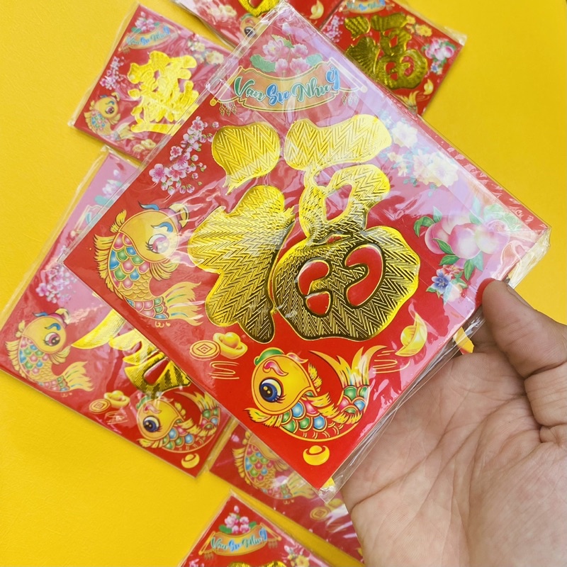 Giấy dán CHỮ PHÚC - CHỮ ĐẠI CÁT - CHIÊU TÀI TẤN BẢO có keo trang trí tết cực đẹp - VPP Brendo