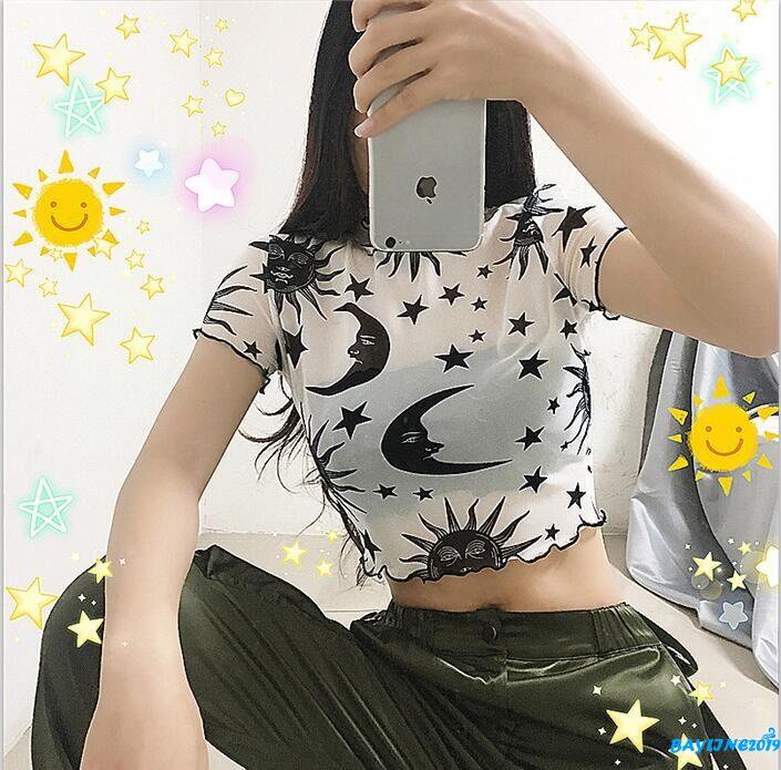 Áo lửng xuyên thấu họa tiết mặt trăng ngôi sao