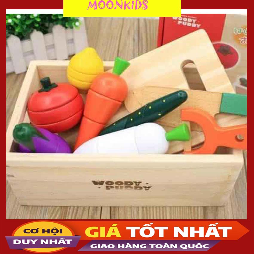 Đồ chơi cắt hoa quả bằng gỗ Woody Puddy - Bổ hoa quả Hàng xuất Nhật