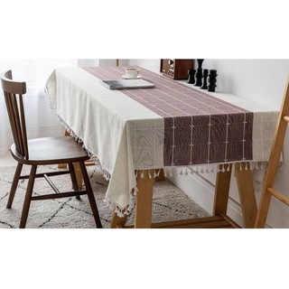 Khăn trải bàn vintage 140x180cm vải bố thô