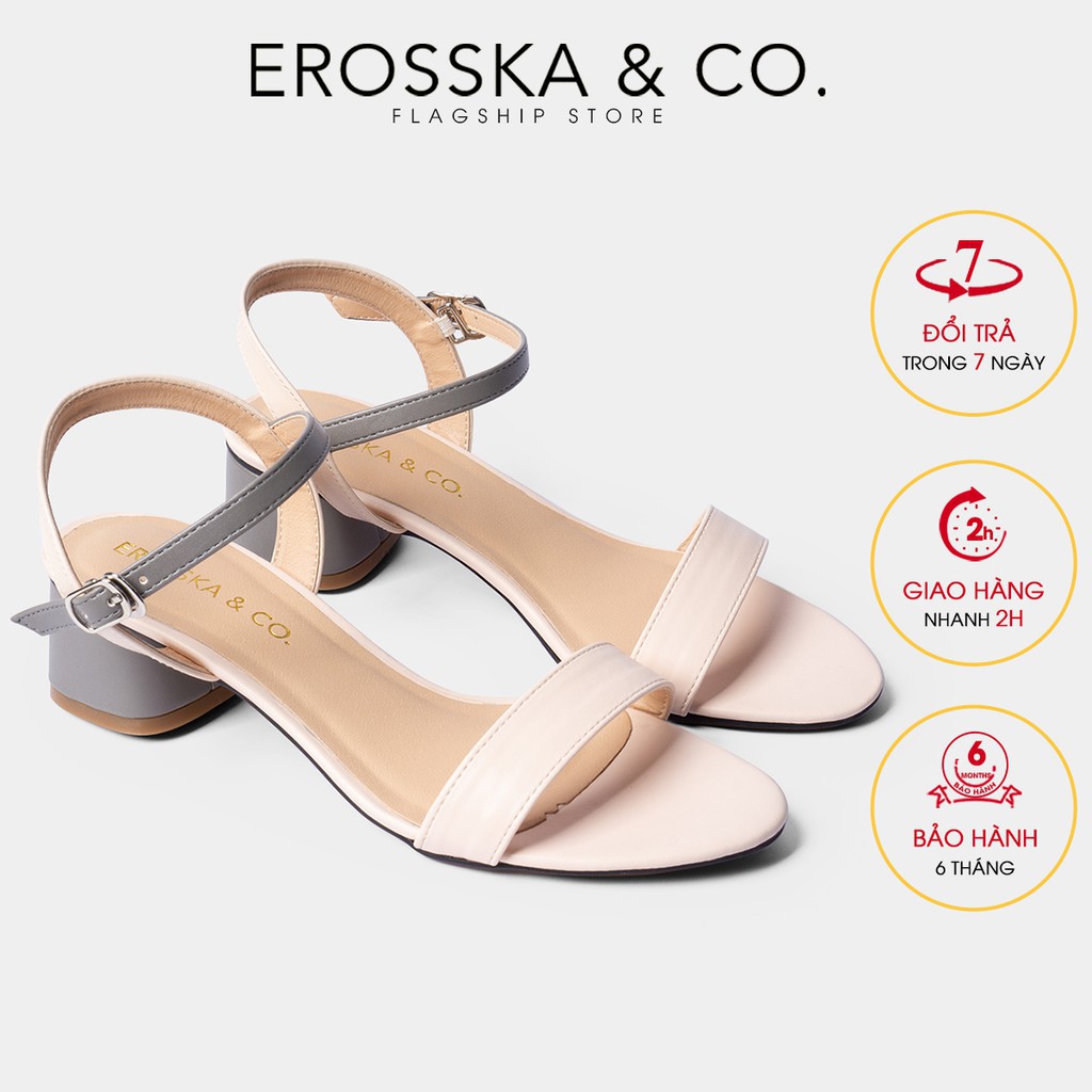 Giày sandal cao gót - giày sandal nữ mũi tròn phối dây thời thượng thương hiệu Erosska cao 3cm - EB019