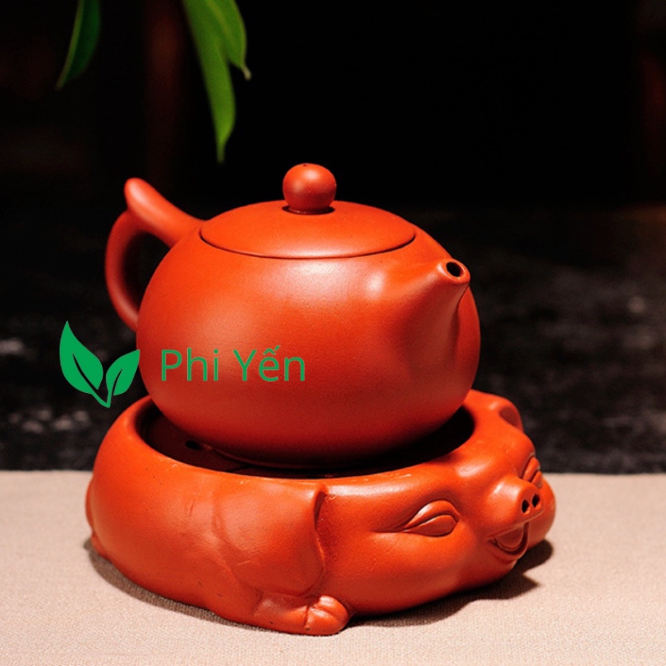 Đôn voi tử sa cõng ấm trà chén trà chậu bonsai