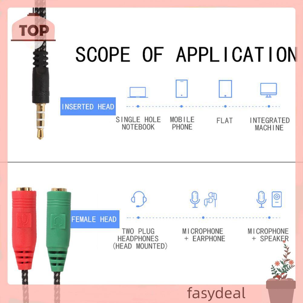 (Fas) Cáp Chia 2 Cổng Tai Nghe 3.5mm