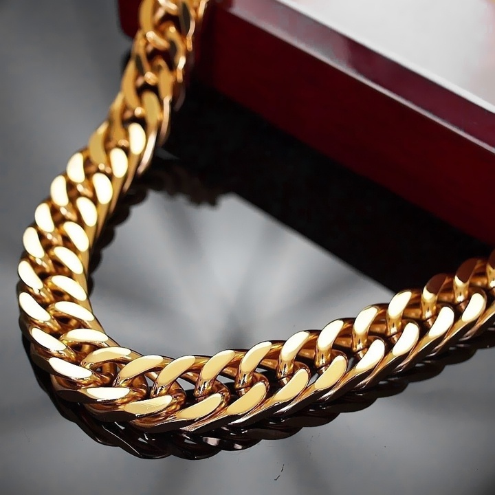 Dây chuyền nam inox kiểu lặc đôi 9mm mạ vàng siêu đẹp, bền màu - Đem lại đẳng cấp phong độ cho người đeo