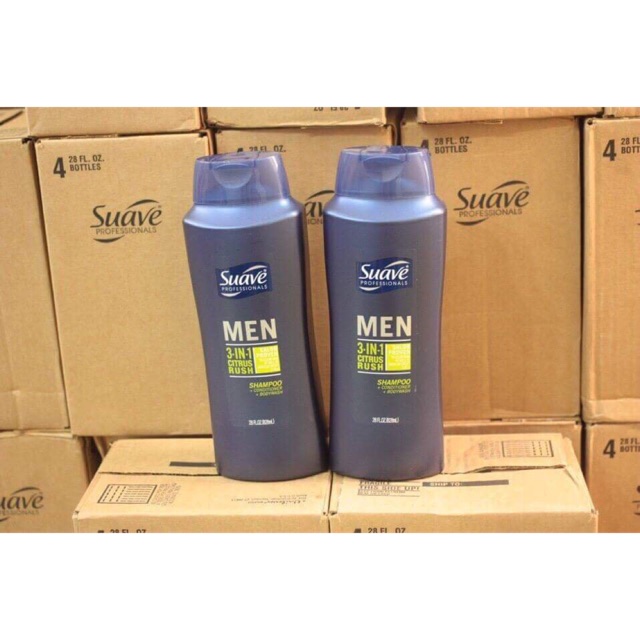 Dầu tắm gội xả 3 in 1 Suave men 828ml