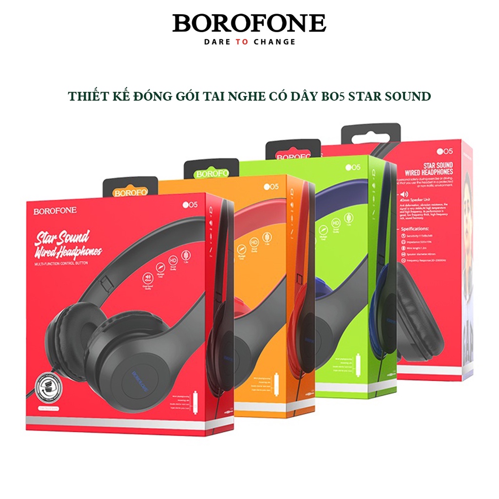 Tai nghe chụp tai có dây BOROFONE BO5 Star Sound dài 1.2m - AK Mobile