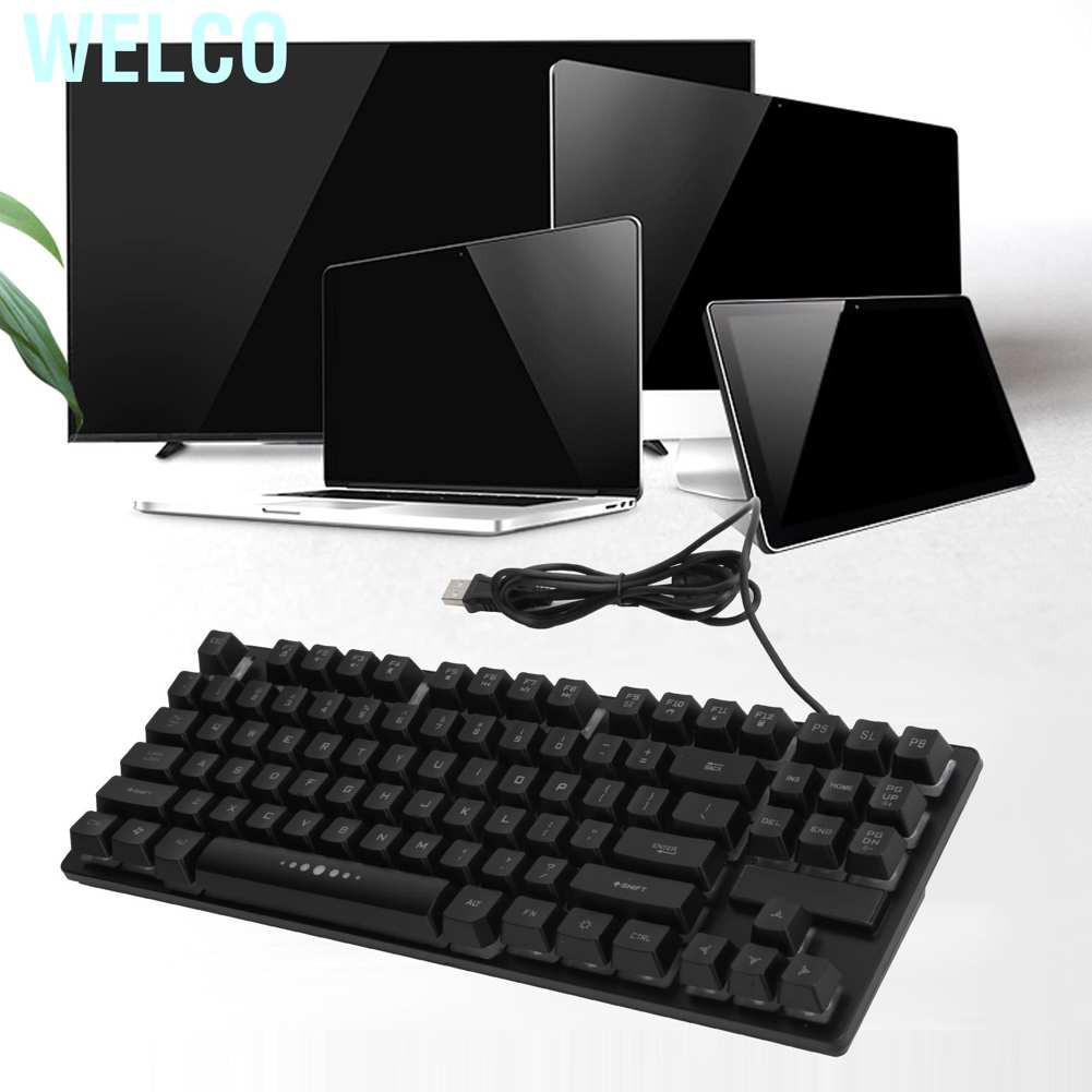 Welco Mechanical Keyboard 87 Keys Wired USB Backlight Gaming Supplies for Laptop GK‑10