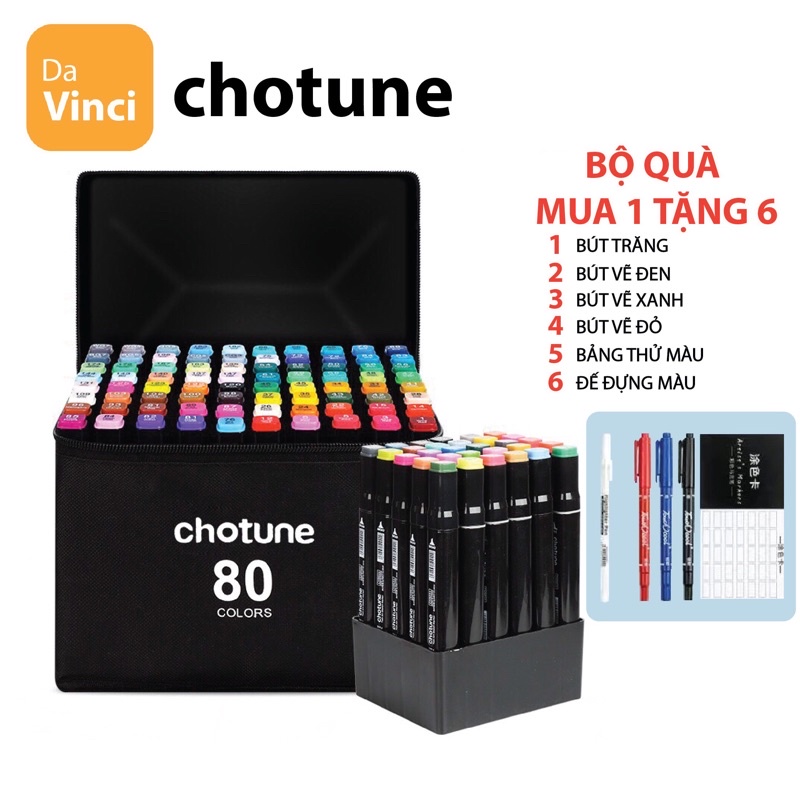 [ DaVinci ] Bút Marker Chotune Kèm Đế 30/40/60/80 Màu Gốc cồn + Bộ 6 quà tặng
